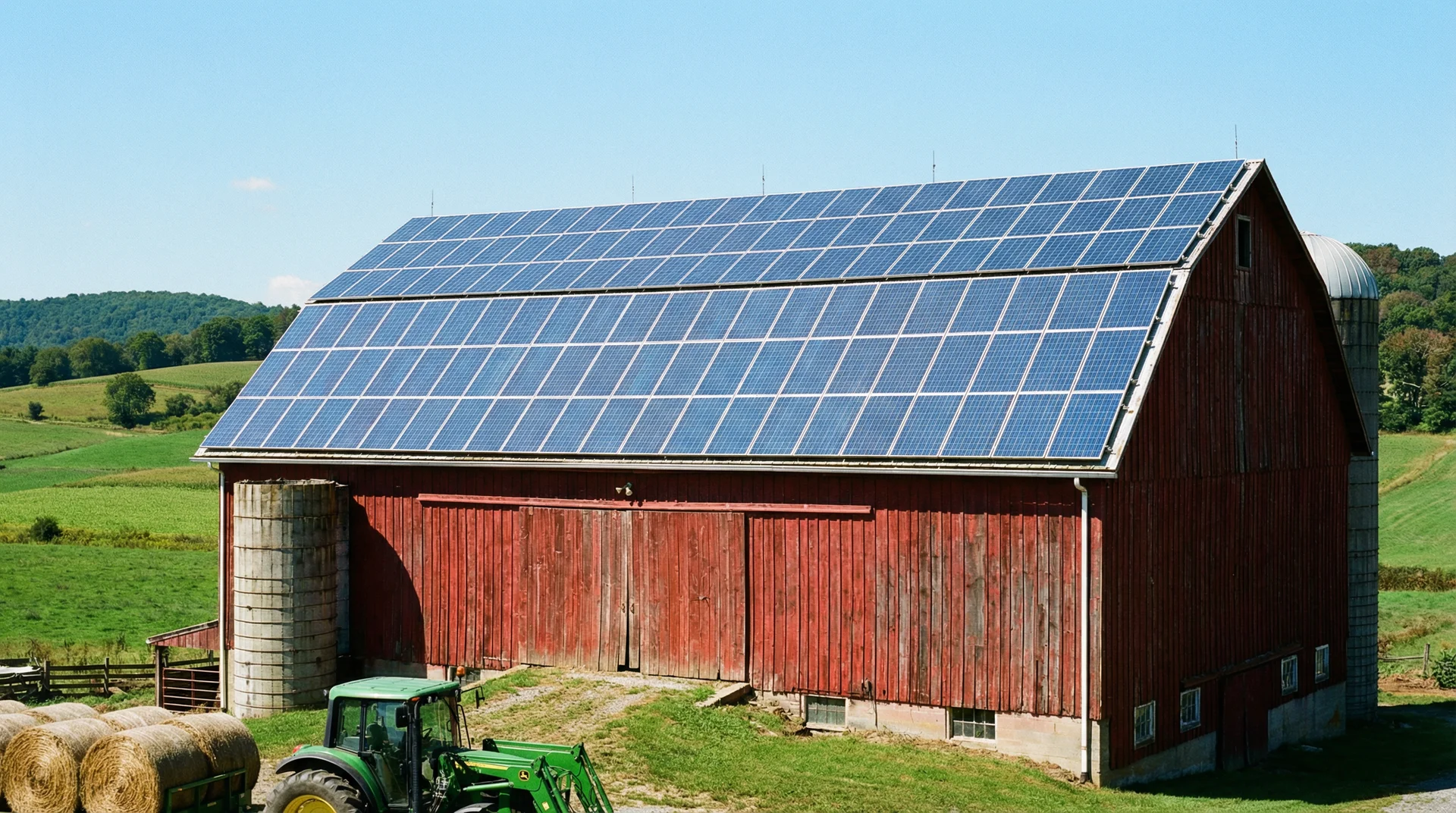 Landwirtschaftliche Scheune mit großer Solaranlage